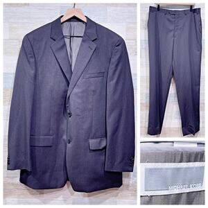 Michael Kors Wool Sharkskin 2 Pc Suit Black Mens 44L Jacket Flat Front Pants